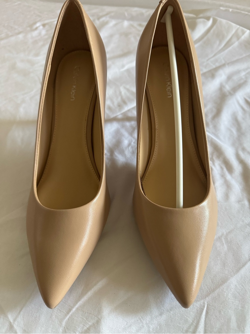 Calvin Klein Beige Pointed-Toe Pumps